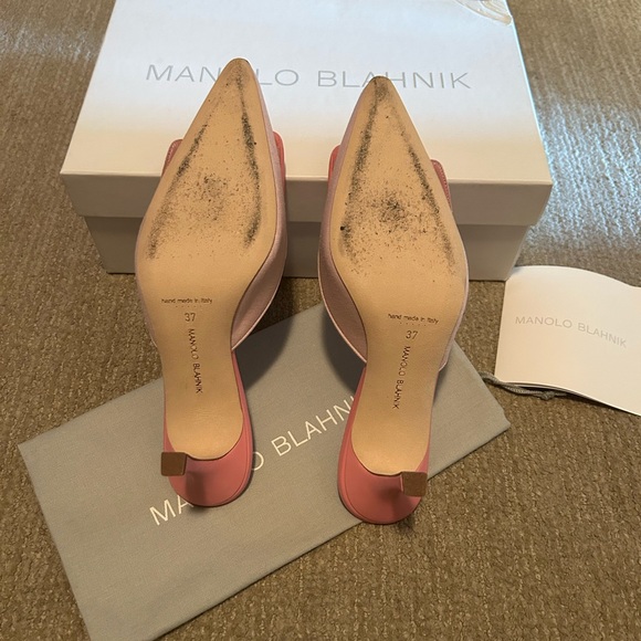 Manolo Blahnik Maysale 70 linen mules light pink size 37 - Picture 7 of 8